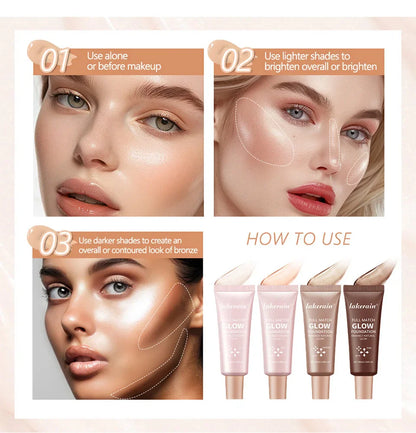 Glow Foundation Illuminator – Lightweight Glotion for Natural Radiance, Moisturizing Multi-Purpose Glow Enhancer & Highlighter