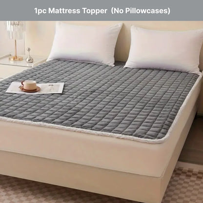 Queen Size Milk Velvet Mattress Pad – Soft Breathable Quilted Mattress Protector Cover
