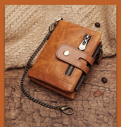 Fashion Women’s Leather Wallet — Genuine Leather Clutch with Hasp & Double Zipper, Short Coin Pocket and ID Card Holder Purse