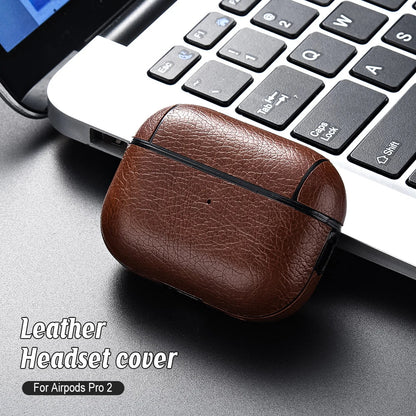 Leather Hard Plastic Cover for AirPods Pro 2 – Case for AirPods Pro 2nd Gen, Funda for AirPods 3 Pro 2023, Headphone Coque