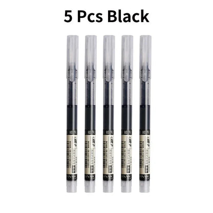 3–5Pcs Quick-Drying Gel Ink Pens 0.5mm – Large Capacity Smooth Writing Pens Black & Blue Ink for School, Office & Stationery Use