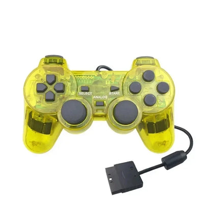 Transparent Wired Controller for PS2 – Dual Vibration Gamepad Joystick for PlayStation 2 Console