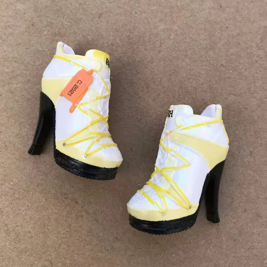 Rainbow Doll Shoes – Boots, Sandals & High Heels for DIY Doll Dressing in Black, Green & Red