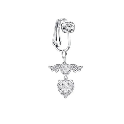 Faux Butterfly Leaves Belly Piercing – Dangling Clip-On Fake Navel & Cartilage Earring for Umbilical Piercing