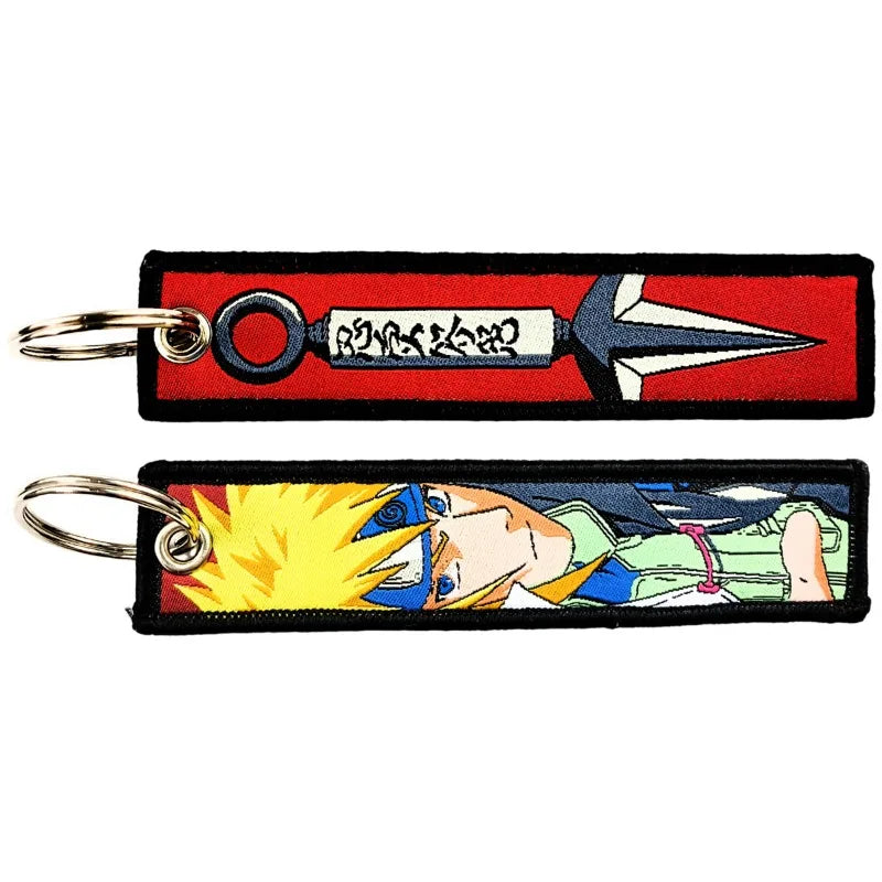 Naruto Itachi Keychain — Anime Embroidery Key Fob for Men, Cartoon Motorcycle & Car Keys, Backpack Pendant Gift