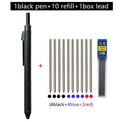 Metal 4-in-1 Multicolor Pen — Gravity Sensor Ballpoint with 3 Colors + 1 Mechanical Pencil, Office and School Stationery Gift