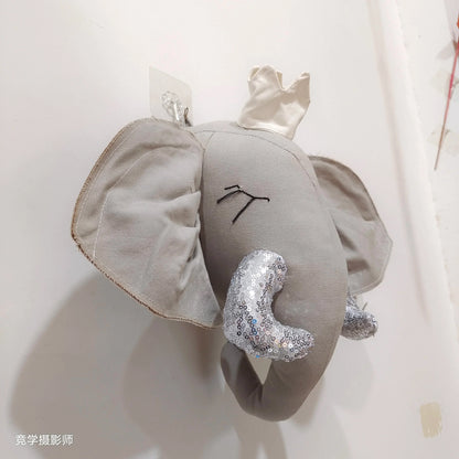 Handmade 3D Felt Animal Heads — Elephant & Swan Wall Hanging Decor for Nursery & Kids’ Bedroom