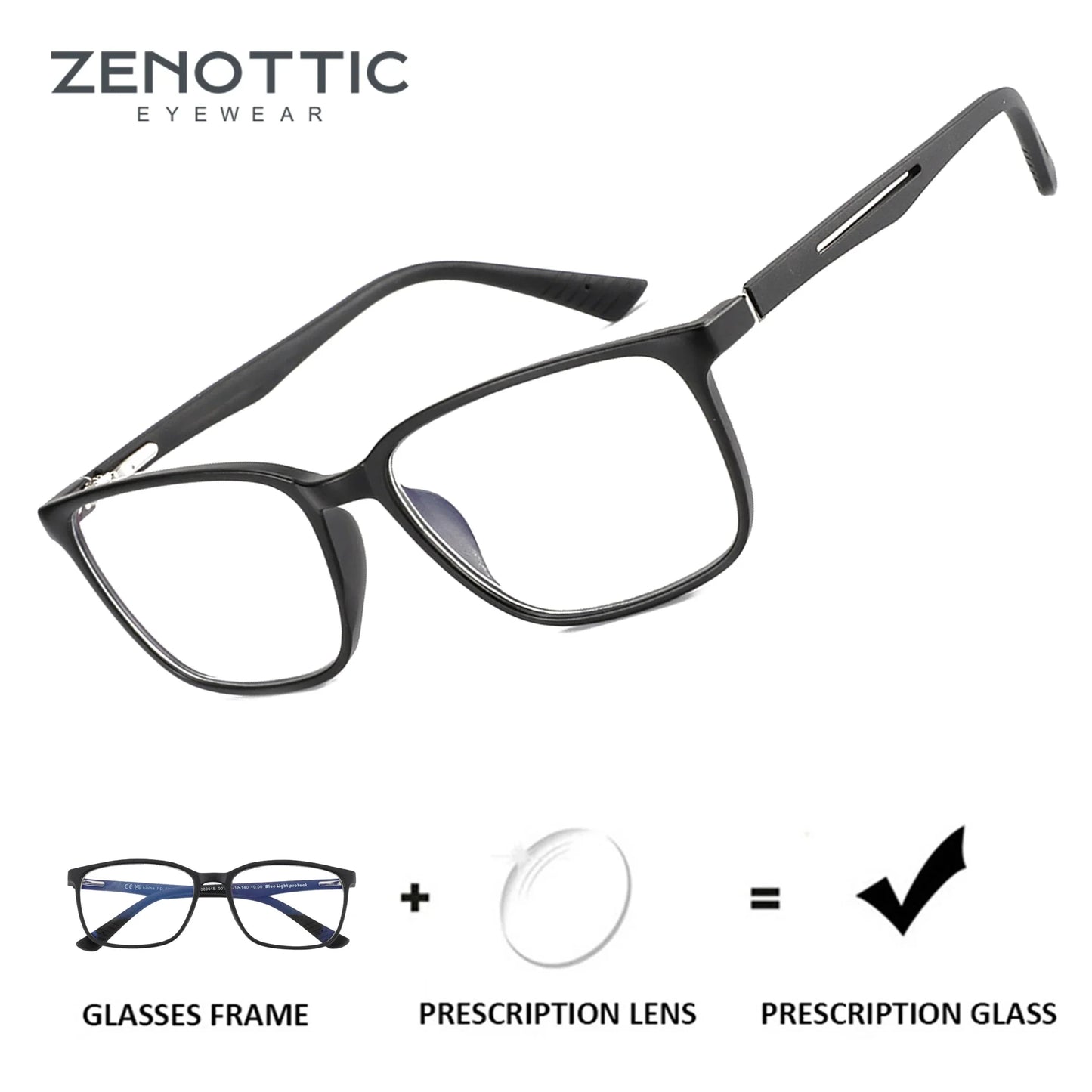 ZENOTTIC Square Prescription Glasses - 2025 Fashion Unisex Anti Blue Light Photochromic Myopia & Hyperopia Eyewear