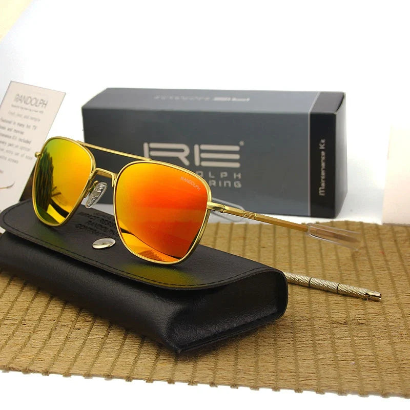 RE Military Aviation Sunglasses — Vintage Titanium Frame Pilot Glasses for Men & Women