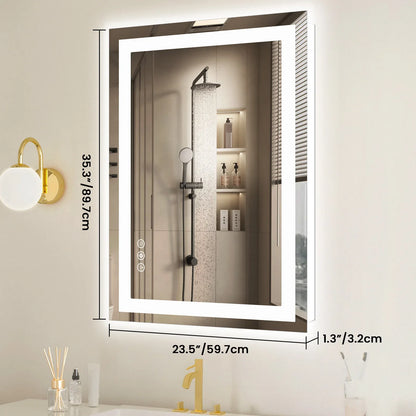 36"x24" LED Bathroom Vanity Mirror – Wall-Mounted Tempered Glass with Front & Backlight, Memory Function for Living Room