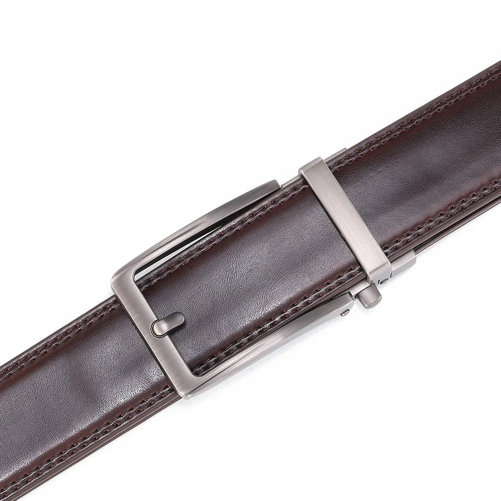 Men’s Luxury Leather Click Belt – Automatic Buckle Designer Waist Strap for Jeans (Blue, 3.5cm)