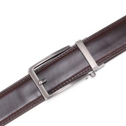 Men’s Luxury Leather Click Belt – Automatic Buckle Designer Waist Strap for Jeans (Blue, 3.5cm)
