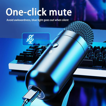 USB Gaming Microphone with RGB — Noise Cancelling PC Condenser Mic for Streaming & Podcasts