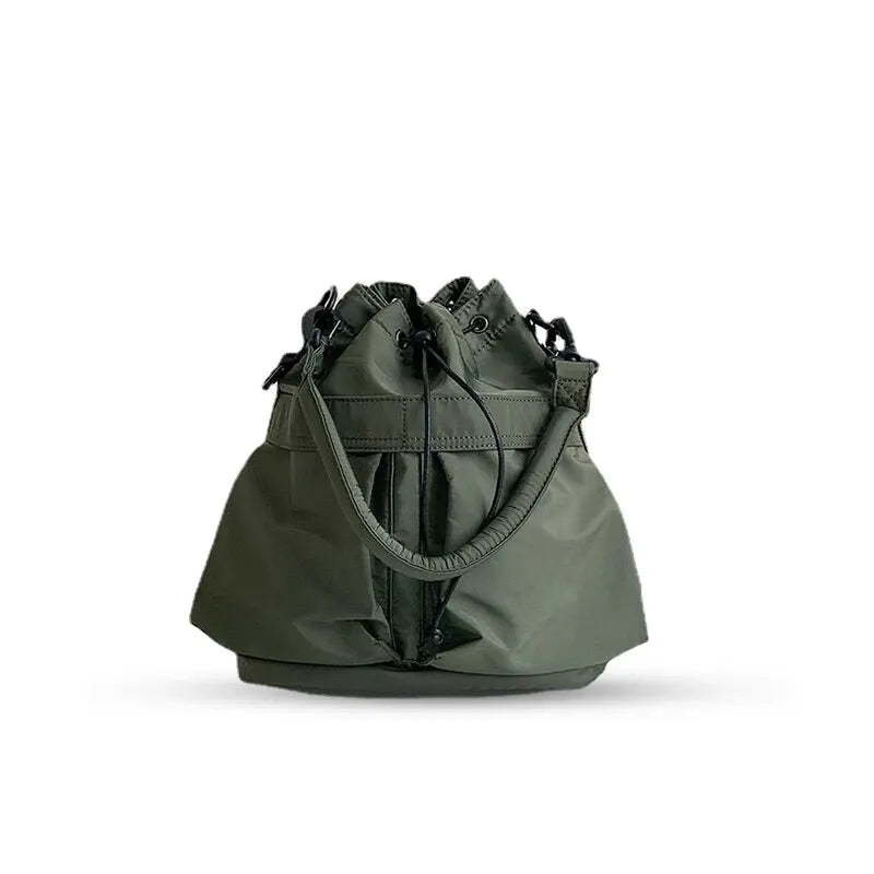 Women’s Large Capacity Nylon Tote Bag - Waterproof Shoulder & Crossbody Handbag with Drawstring Closure