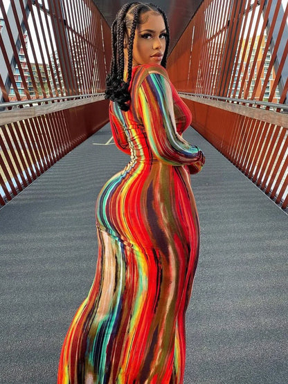 Women’s Off Shoulder Printed Maxi Dress - Slim Fit Bandage Chest Wrap Summer Party Dress