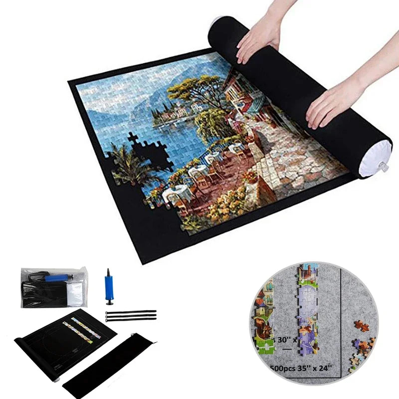 Puzzles Pad Roll-Up Felt Mat – Portable Playmat for Up to 1500-Piece Jigsaw Puzzle (Mat Only)