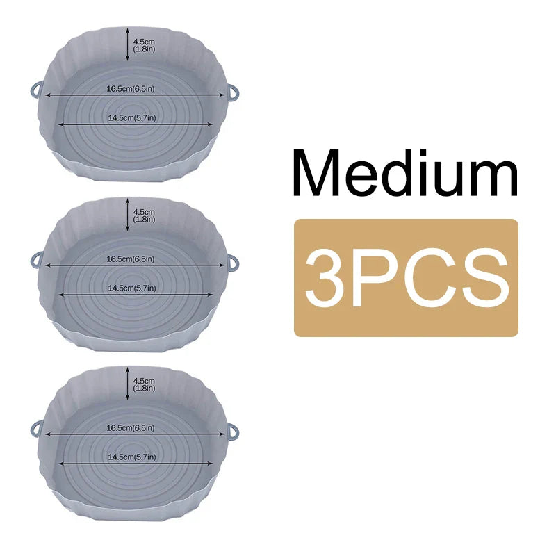 Reusable Air Fryer Silicone Pot & Baking Tray – 1/2/3PCS Basket for Pizza, Fried Chicken, Grill & Kitchen Use