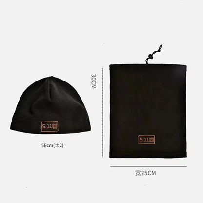 Tactical Fleece Hat & Scarf Set — Thermal Winter Balaclava Face Mask Neck Protector for Sports & Cycling