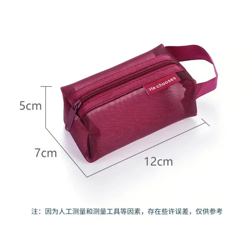 Dark Series Vintage Nylon Mesh Coin Purse – Large Capacity Key, Lipstick, Earphone & Card Organizer Pouch