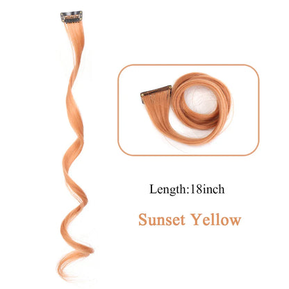 HUAYA 18" Synthetic Clip-In Colorful Curly Hair Extension – Ombre Pink Purple Red Blue Hair Piece