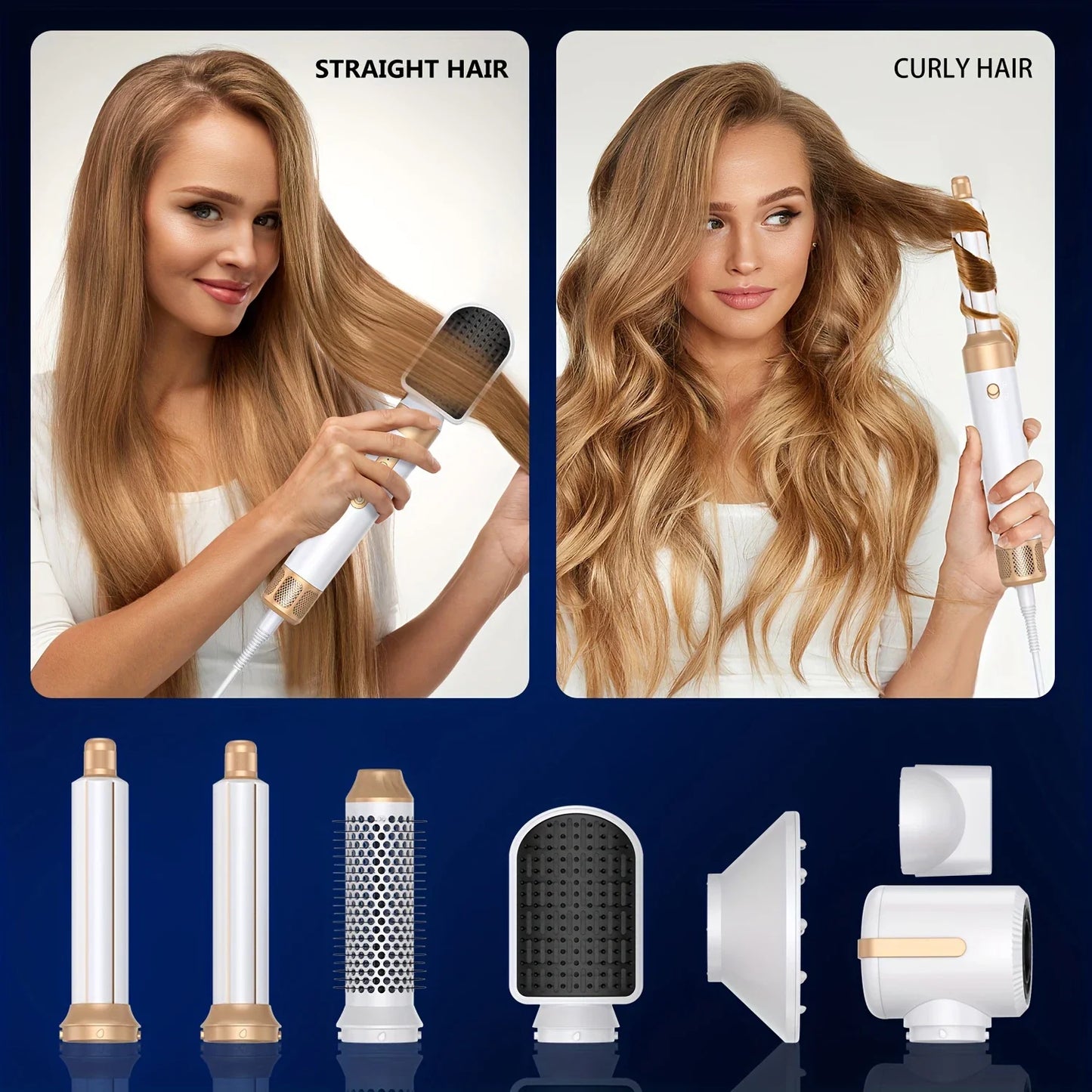 7-in-1 Hair Dryer Brush — High-Speed Brushless Dryer with Diffuser, Ionic & Curler