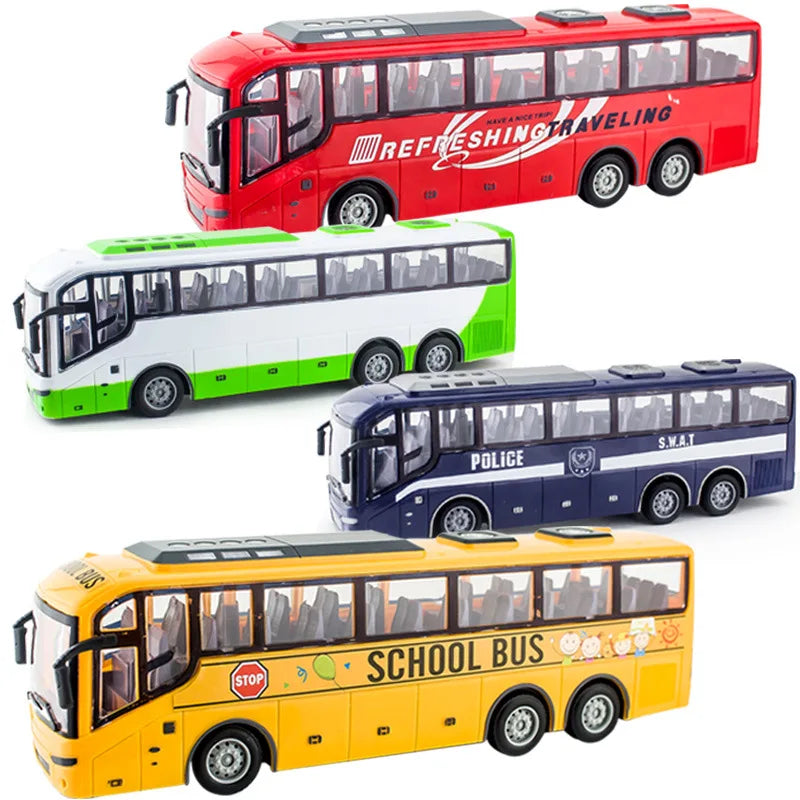 Large RC Electric School Tour Bus with LED Lights – Radio Controlled Toy Car for Boys, Perfect Christmas Gift