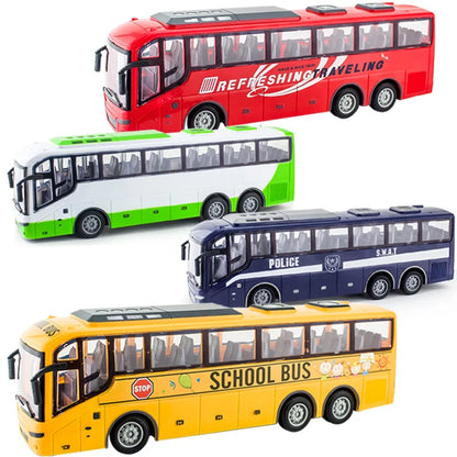 Large RC Electric School Tour Bus with LED Lights – Radio Controlled Toy Car for Boys, Perfect Christmas Gift