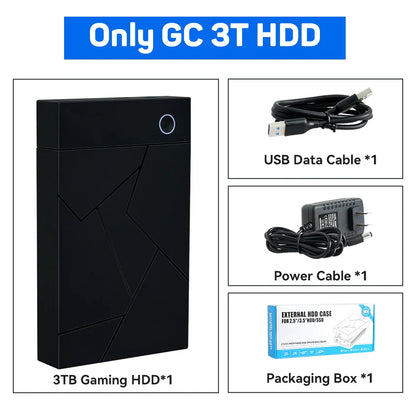 3TB Portable Gaming HDD – 17,300+ AAA/3D/Retro Games for PS4/PS3/PS2/Switch/Wii with LaunchBox/Retrobat/Playnite