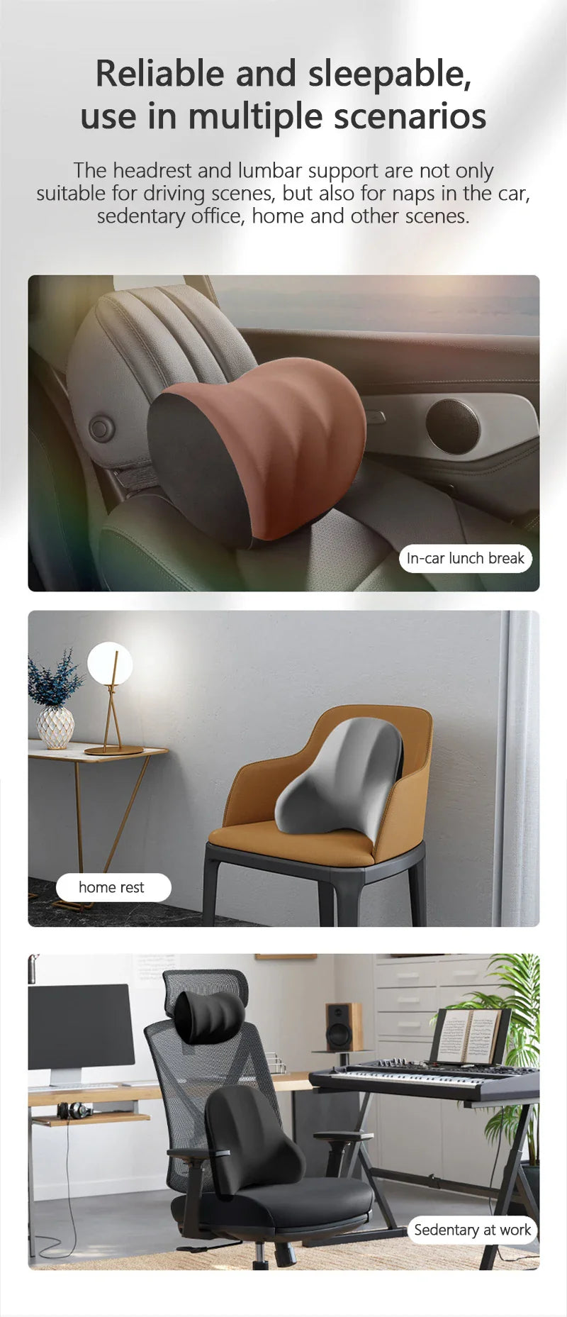 Car Electric Lumbar & Neck Massage Cushion | Single Headrest Vibration Pillow for Seat Support