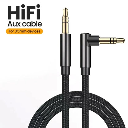3.5mm 90° Elbow Male-to-Male Audio Cable — Speaker Aux Wire for Samsung Xiaomi MP3/4 Car Headphone Adapter Cord