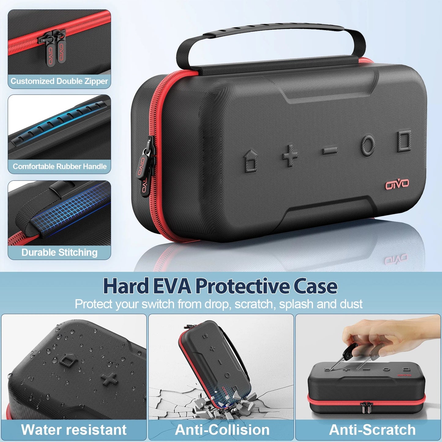 OIVO Large Storage Bag for Nintendo Switch OLED - Portable Carrying Case, Anti-Scratch, Waterproof Travel Bag