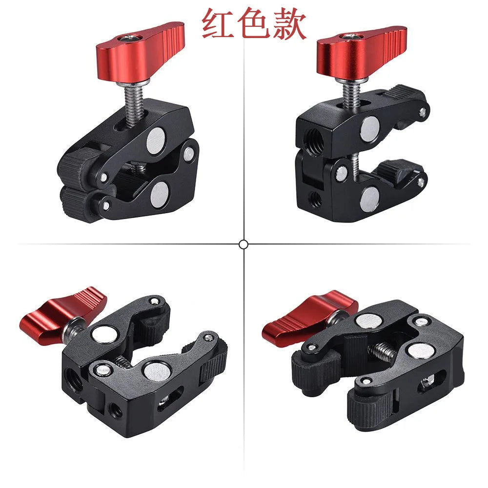 Super Clamp Camera Mount with 360° Ballhead Magic Arm - Double Ball Head Adapter for DSLR, GoPro, LED Lights, & Phone