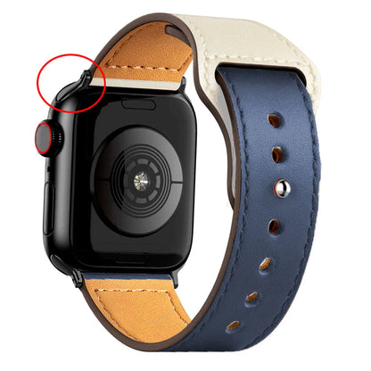 Leather Band for Apple Watch Ultra 2 – Compatible 49mm/45mm/44mm/41mm/40mm/38mm, Wrist Bracelet Strap for iWatch Series 3–9, SE, 4, 5, 6, 7, 8 & 9