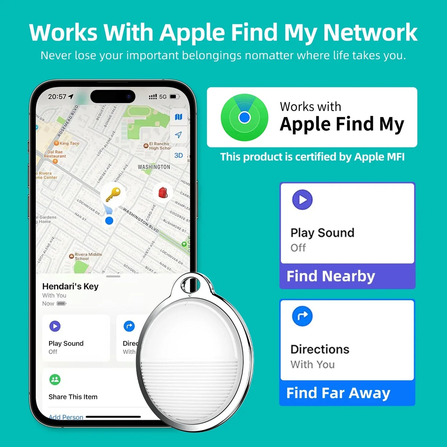 Mini GPS Tracker for Apple iOS Find My App – Smart Bluetooth Wallet, Bike & Bag Locator Anti-Loss Tag Tracker