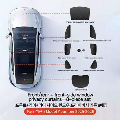 Tesla Model 3/Y Highland Juniper 2026 Side Window Sunshade with Suction Cups – Car Sun Protection Cloth Cover Accessory