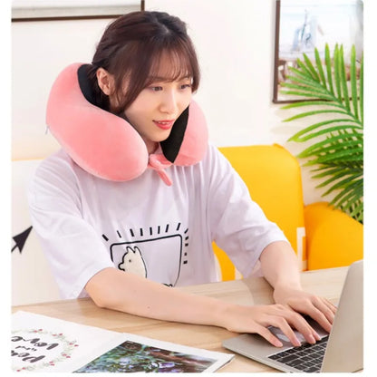 Memory Foam U-Shaped Neck Pillow - Soft Travel Pillow with Massage Function for Comfortable Sleeping and Cervical Healthcare Bedding
