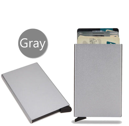 RFID Credit Card Holder Metal Slim Wallet for Men & Women, Pop-Up Minimalist Small Black Purse, Mini Wallet