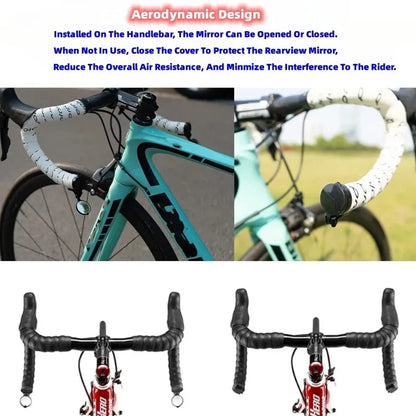 Bicycle Rear View Convex Mirror - Handlebar Drop Bar Mount with Acrylic Lens, Lightweight Back Sight Reflector