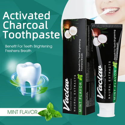 Activated Charcoal Mint Toothpaste – Natural Teeth Whitening, Plaque Removal, No Artificial Colors