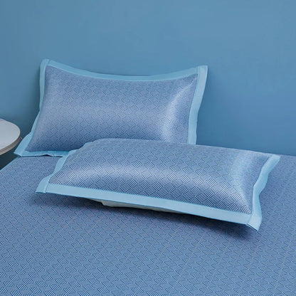 Cooling Ice Silk Bed Mat - Carbon Fiber Summer Mattress Cover with Pillowcase