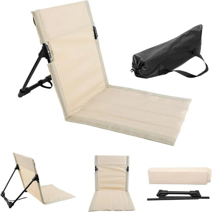 Foldable Outdoor Camping Chair – Portable Garden & Beach Lazy Chair with Backrest Cushion for Picnic, Travel & Relaxation