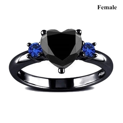 Couple Celtic Dragon Rings Set - Purple Rhinestone CZ Stainless Steel Wedding Jewelry for Men & Women