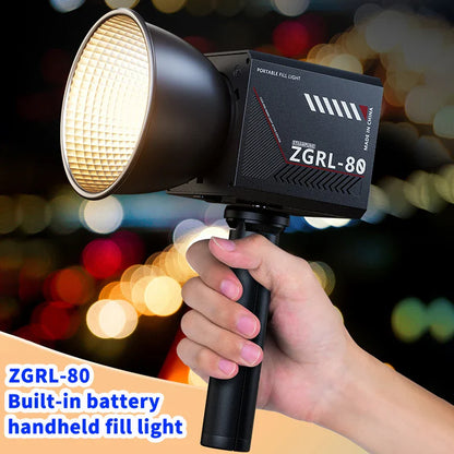 60W Pro Portable LED Video Light – COB Bi-Color Photography Light (2800K-7500K) for Livestreaming, Handheld Outdoor Shooting