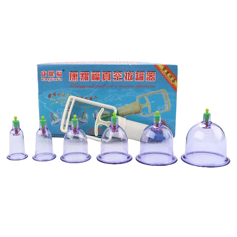 12/6 Pcs Jar Vacuum Cupping Set – Meridian Therapy & Acupuncture Suction Cups for Anti-Cellulite Body Massage