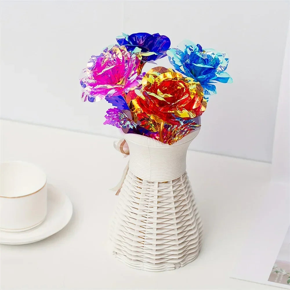 10PCS 24K Foil Plated Rose Gold Roses – Valentine’s Day, Wedding & Forever Love Decorative Gift