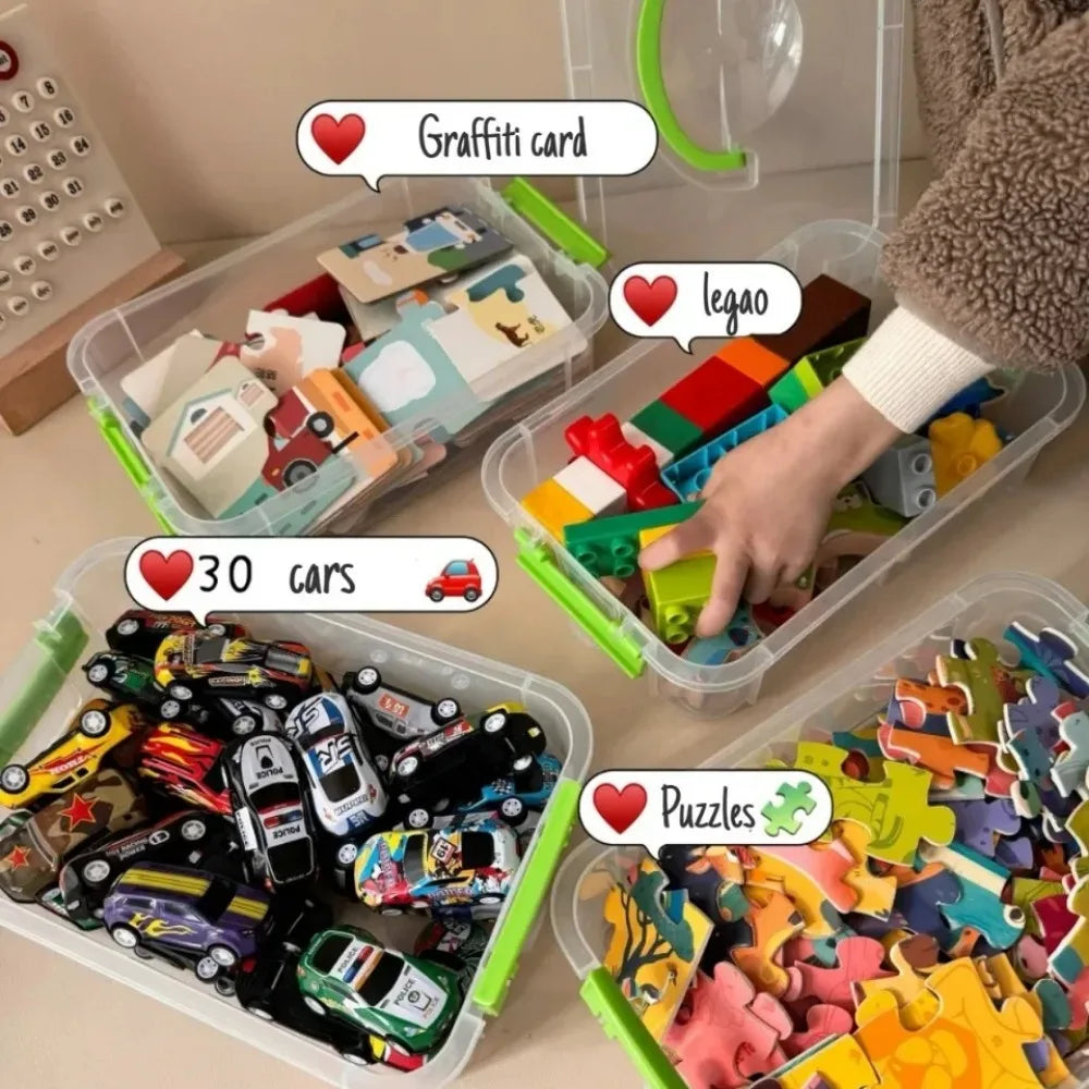 4-Layer Stackable Transparent Organizer – Multi-Tier Plastic Storage Box for Kids Toys, Makeup, Jewelry, Office & School