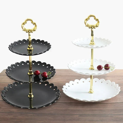 1PC European Style 3-Layer Dessert Stand - Elegant Plastic Fruit Tray and Cake Rack for Weddings, Parties, and Home Use