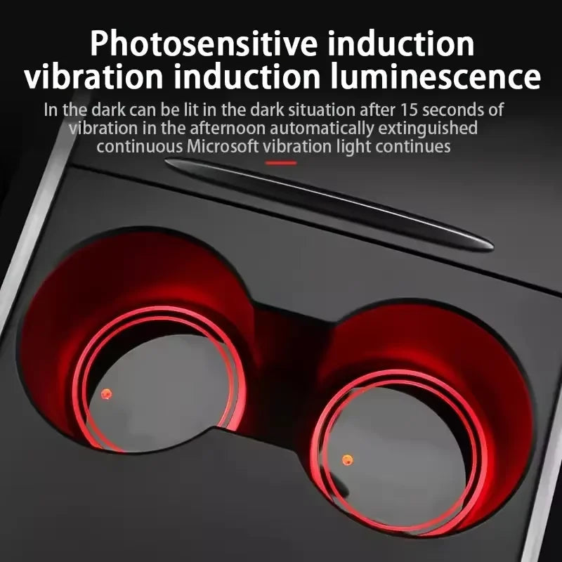 7-Color Changing Car Cup Holder Lights - USB Rechargeable LED Ambient Glowing Coaster Pads with Anti-Slip Design