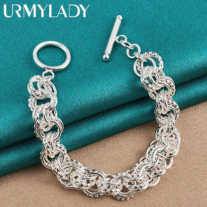 925 Sterling Silver Circle Bracelet – Elegant Fashion Jewelry for Wedding & Party, High-Quality Factory Price
