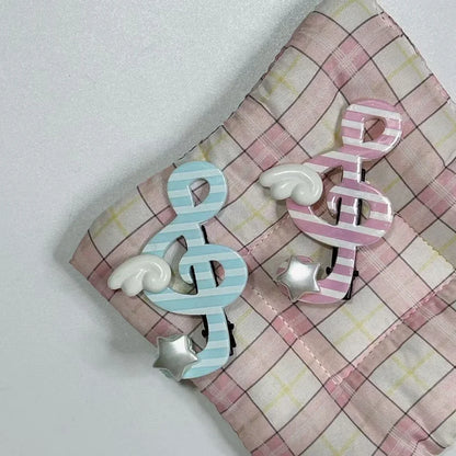 Kawaii Y2K Hair Clips Set – Musical Note, Resin Wings & Star Hair Accessories for Girls